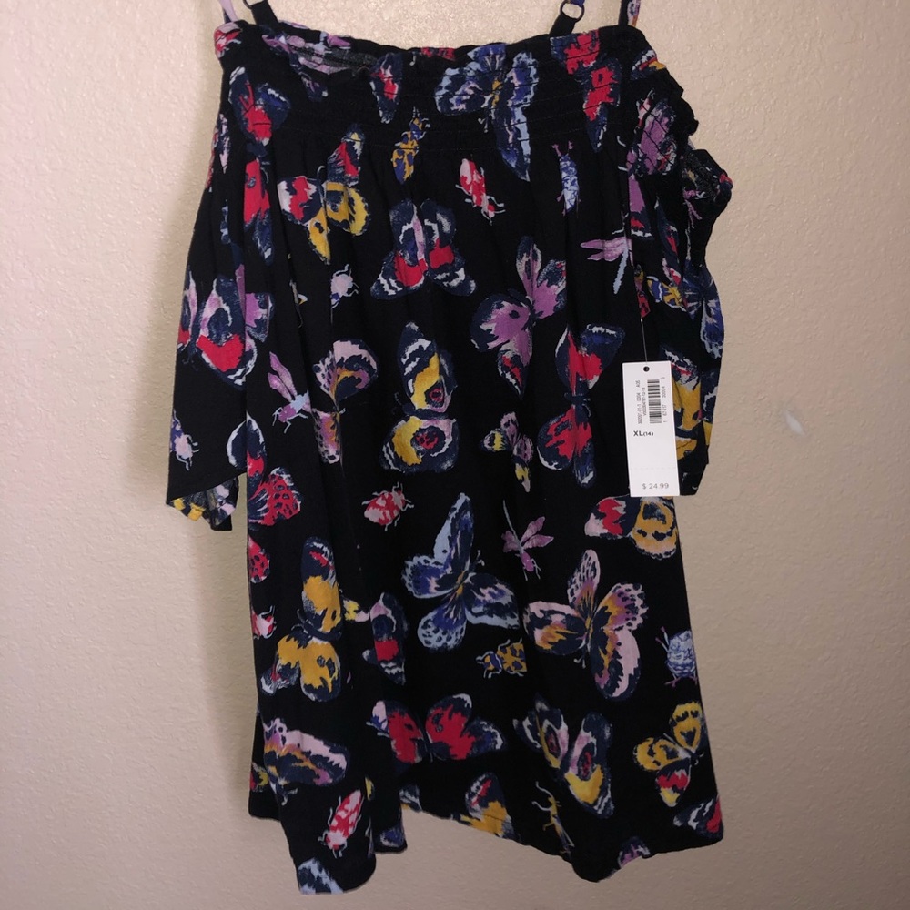 off the shoulder blouse with spaghetti straps